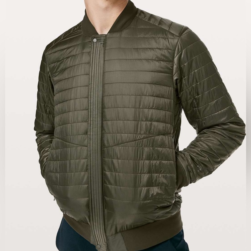 Lululemon Switch Over Bomber Jacket Dark Olive Mens Small - Picture 3 of 15